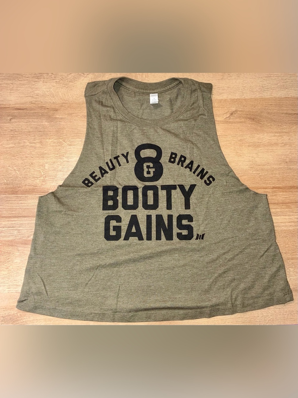 Women’s Beauty, Brains, Booty Gains Cropped Tank Top/ Muscle Club Apparel